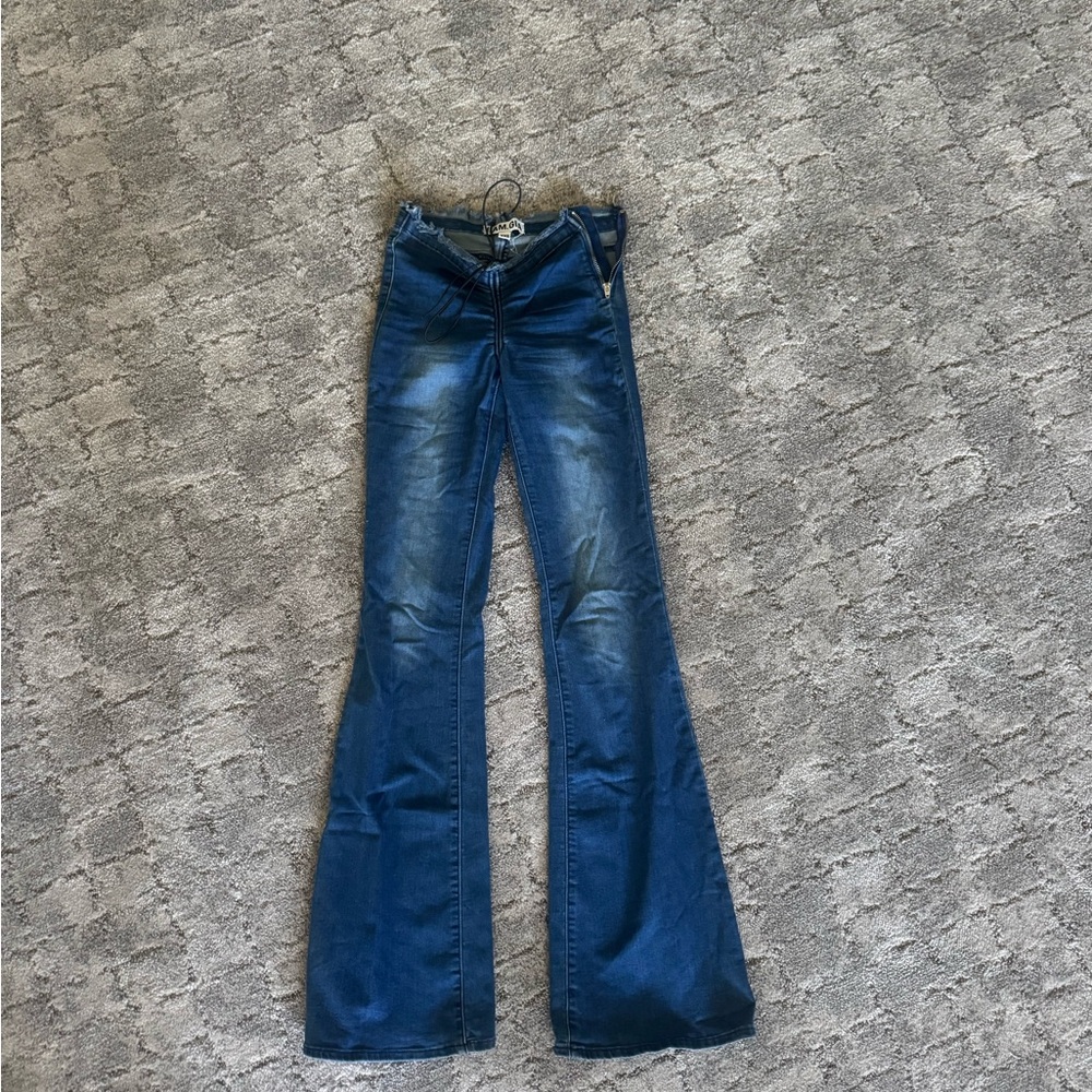 I am Gia Women's Dark Blue Flare Jeans